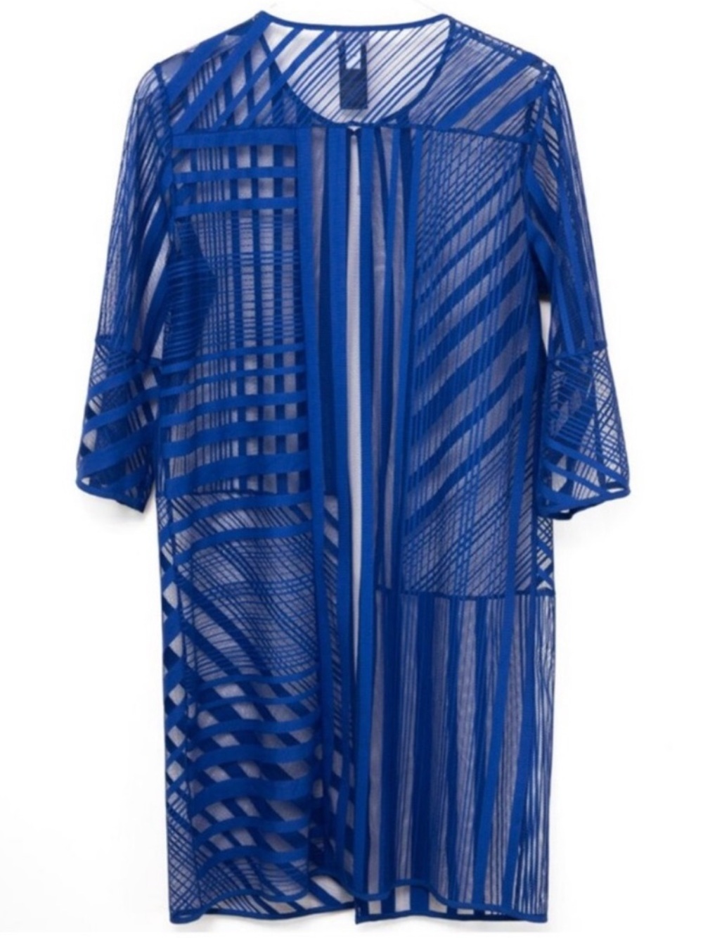 NWOT Chico's Cobalt Open Front Mesh Duster